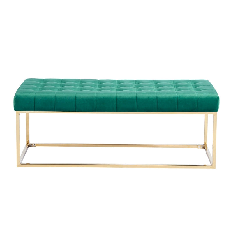 Tufted Velvet Accent Bench with Gold Chrome Legs, 48"L x 18"W x 18.31"H