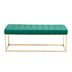 Tufted Velvet Accent Bench with Gold Chrome Legs, 48"L x 18"W x 18.31"H