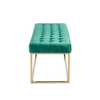 Tufted Velvet Accent Bench with Gold Chrome Legs, 48"L x 18"W x 18.31"H