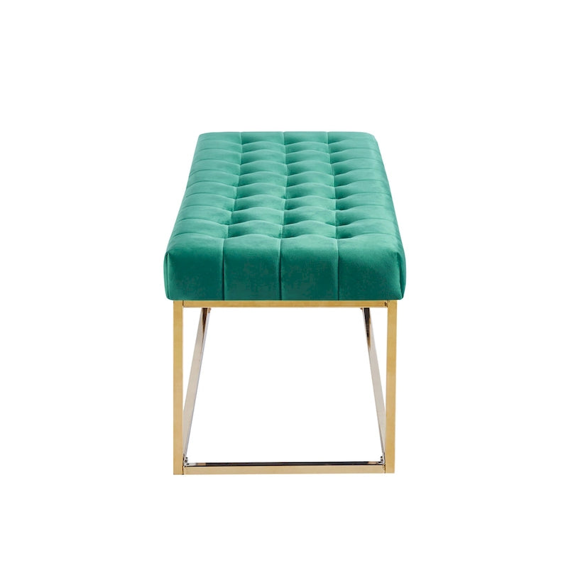 Tufted Velvet Accent Bench with Gold Chrome Legs, 48"L x 18"W x 18.31"H