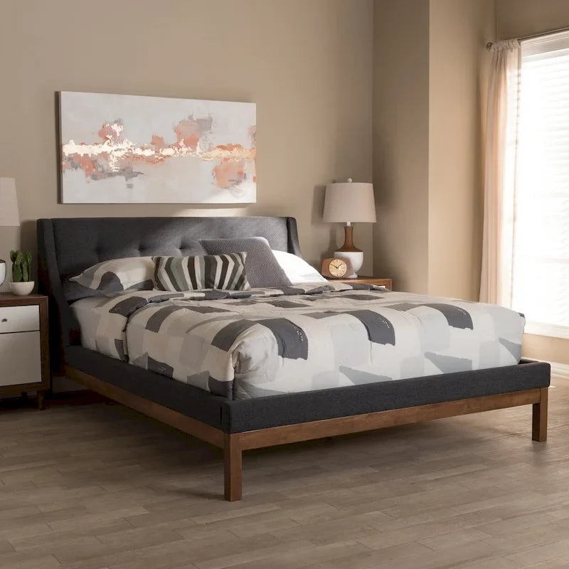  Vija Contemporary Fabric Platform Bed