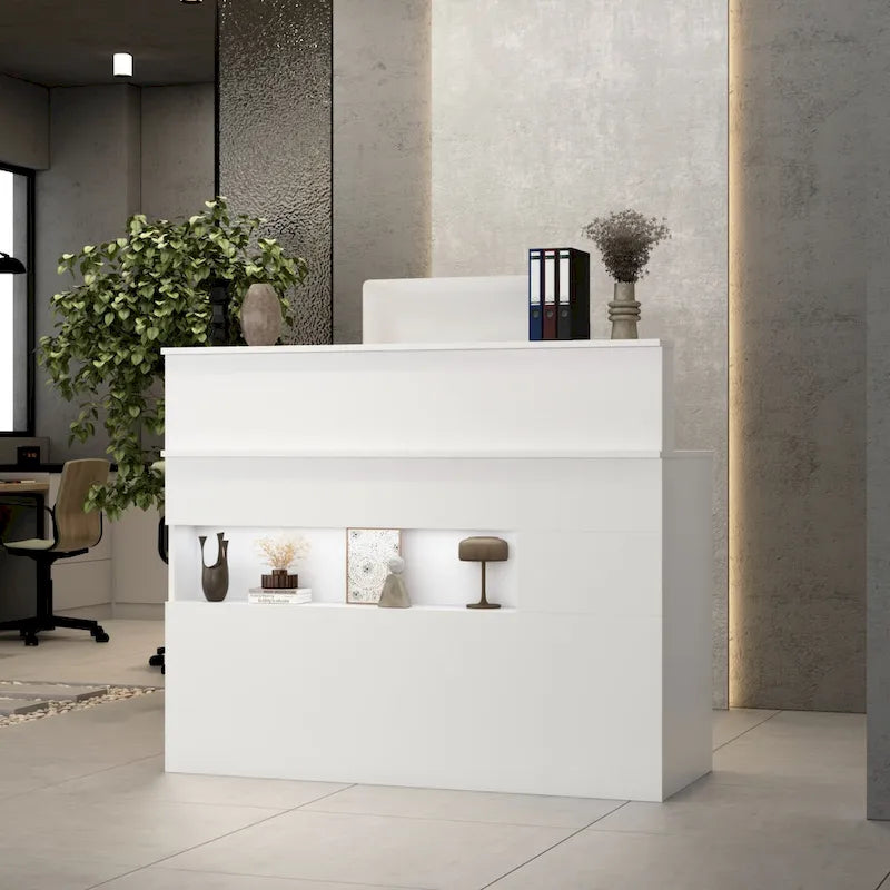 Modern Reception Desk Front Counter Table w/ Decor Light by 