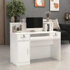 Modern Reception Desk with Decorative Light, Lockable Drawers and Storage