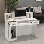 Modern Reception Desk with Decorative Light, Lockable Drawers and Storage