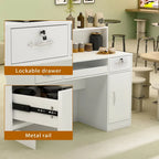 Modern Reception Desk with Decorative Light, Lockable Drawers and Storage