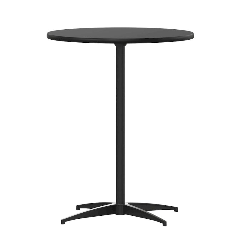 24" Round Wood Cocktail Table with Adjustable Column Heights (30" and 42")