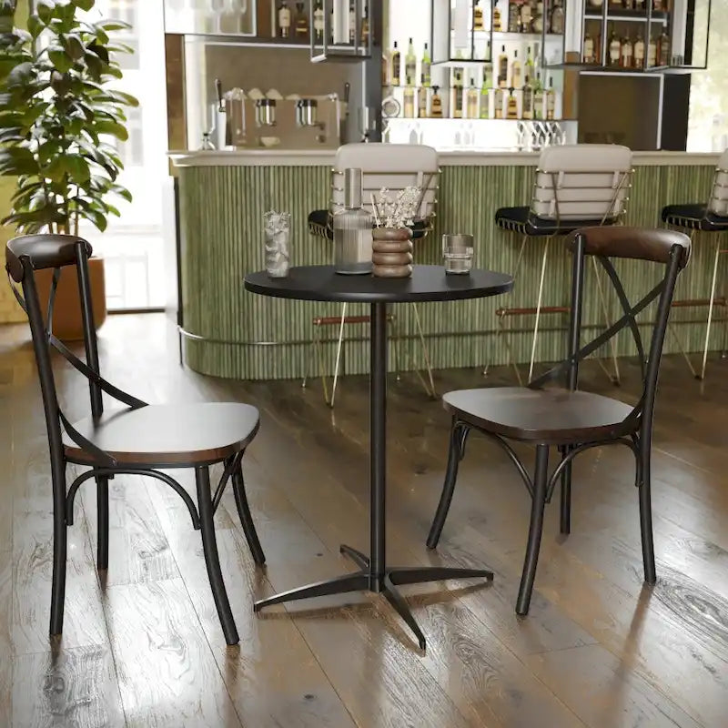24" Round Wood Cocktail Table with Adjustable Column Heights (30" and 42")