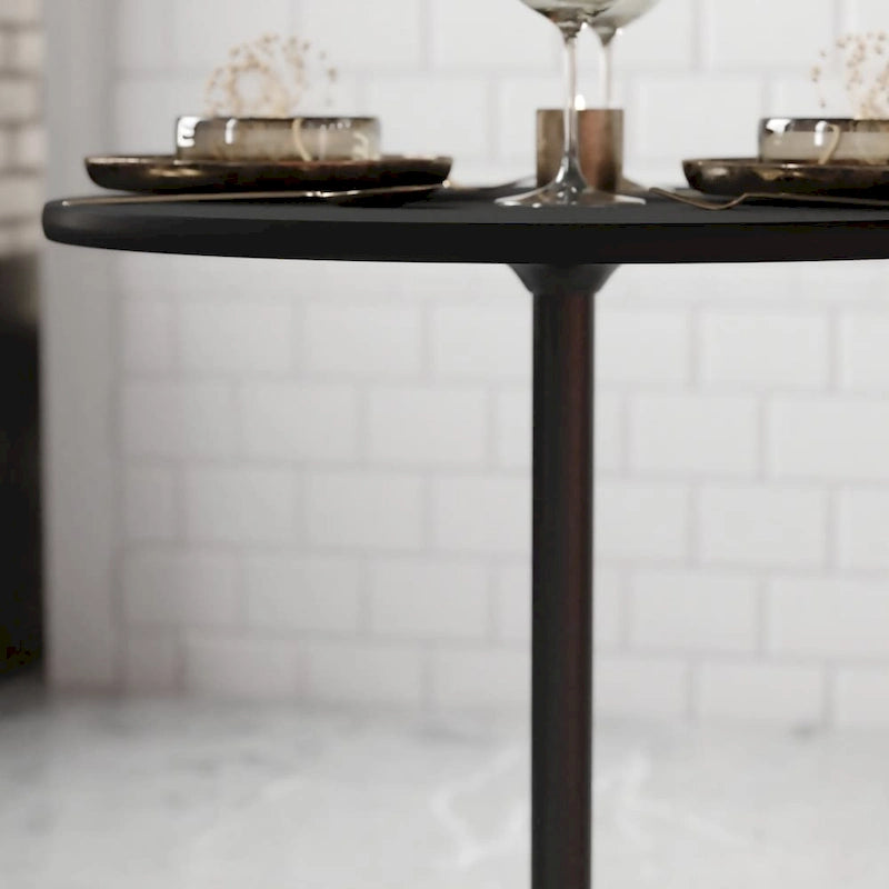 24" Round Wood Cocktail Table with Adjustable Column Heights (30" and 42")