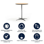 24" Round Wood Cocktail Table with Adjustable Column Heights (30" and 42")