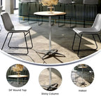 24" Round Wood Cocktail Table with Adjustable Column Heights (30" and 42")