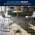 24" Round Wood Cocktail Table with Adjustable Column Heights (30" and 42")