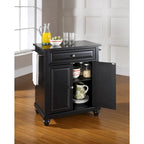 Portable Kitchen Island with Granite Top, Black Finish – 35"H x 28"W x 18"D