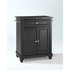 Portable Kitchen Island with Granite Top, Black Finish – 35"H x 28"W x 18"D