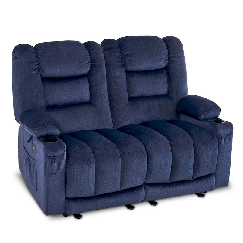 Power Reclining Loveseat Sofa with Heat and Massage, Fabric