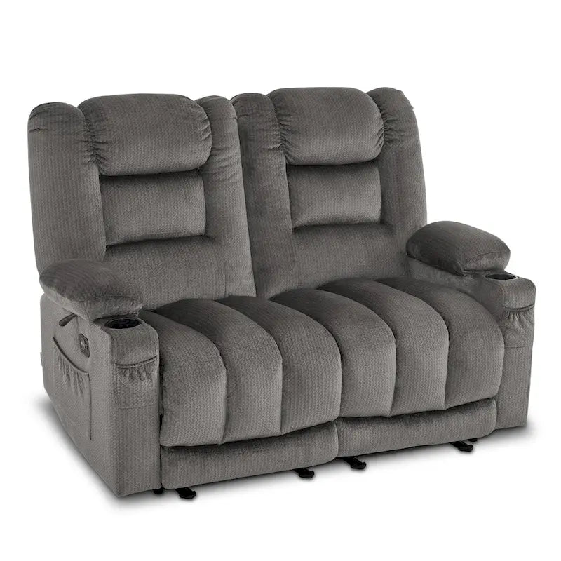 Power Reclining Loveseat Sofa with Heat and Massage, Fabric