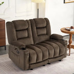 Power Reclining Loveseat Sofa with Heat and Massage, Fabric