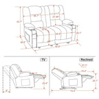 Power Reclining Loveseat Sofa with Heat and Massage, Fabric