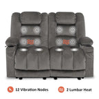 Power Reclining Loveseat Sofa with Heat and Massage, Fabric