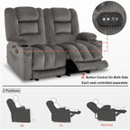 Power Reclining Loveseat Sofa with Heat and Massage, Fabric