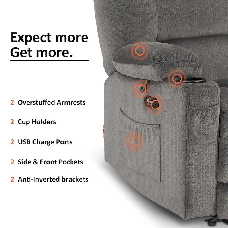 Power Reclining Loveseat Sofa with Heat and Massage, Fabric