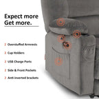 Power Reclining Loveseat Sofa with Heat and Massage, Fabric