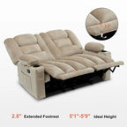 Power Reclining Loveseat Sofa with Heat and Massage, Fabric