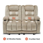Power Reclining Loveseat Sofa with Heat and Massage, Fabric