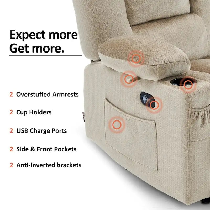 Power Reclining Loveseat Sofa with Heat and Massage, Fabric