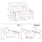 Power Reclining Loveseat Sofa with Heat and Massage, Fabric