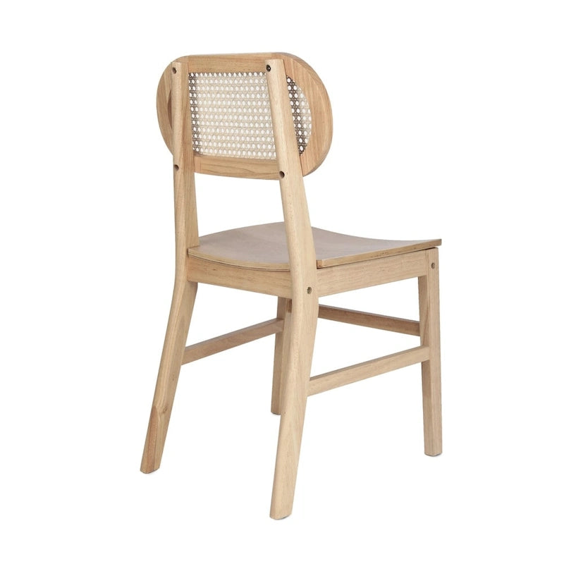 Rattan Back Dining Chair, Solid Wood Frame, Multiple Colors