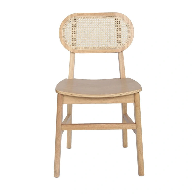 Rattan Back Dining Chair, Solid Wood Frame, Multiple Colors