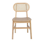 Rattan Back Dining Chair, Solid Wood Frame, Multiple Colors