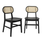 Rattan Back Dining Chair, Solid Wood Frame, Multiple Colors