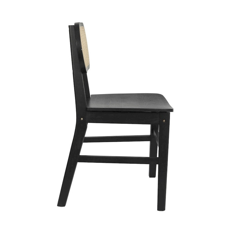 Rattan Back Dining Chair, Solid Wood Frame, Multiple Colors