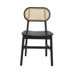 Rattan Back Dining Chair, Solid Wood Frame, Multiple Colors
