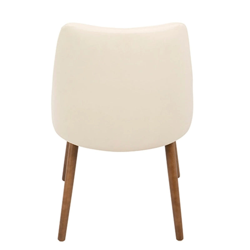 31.5 Walnut and Cream Quilted Faux Leather Modern Dining Chair