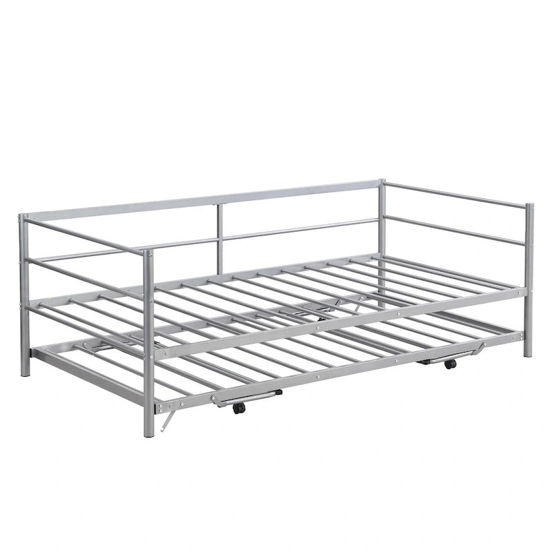 Twin Metal Daybed with Adjustable Pop-Up Trundle