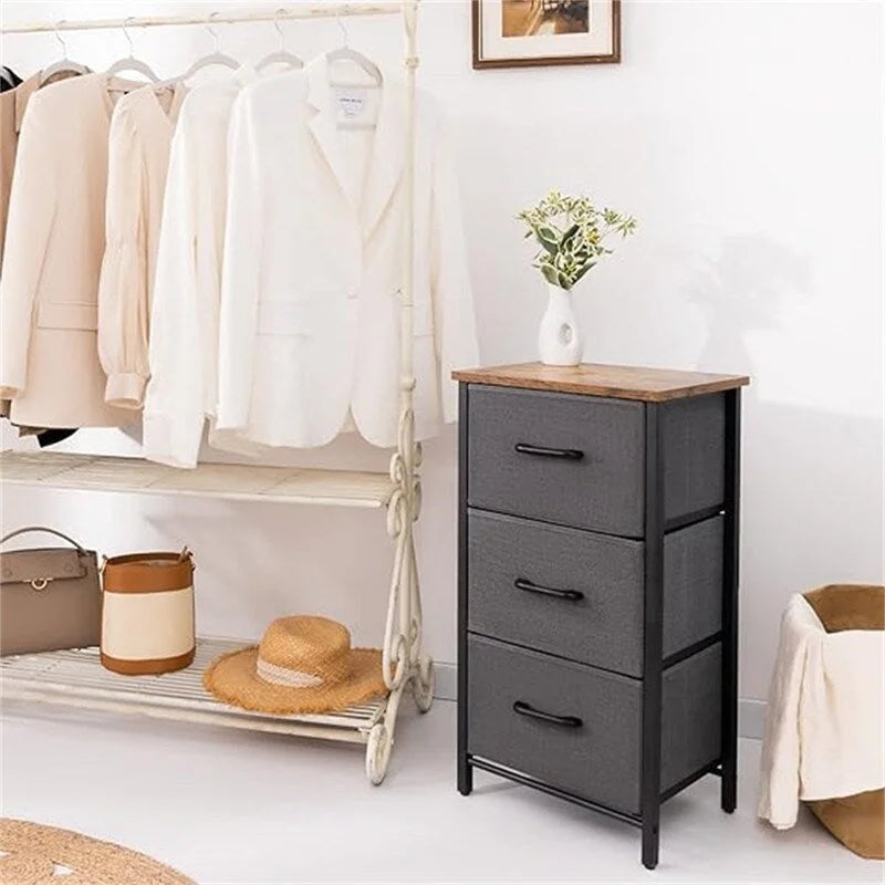 3-Drawer Fabric Storage Dresser, Steel Frame with MDF Top