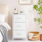 3-Drawer Fabric Storage Dresser, Steel Frame with MDF Top