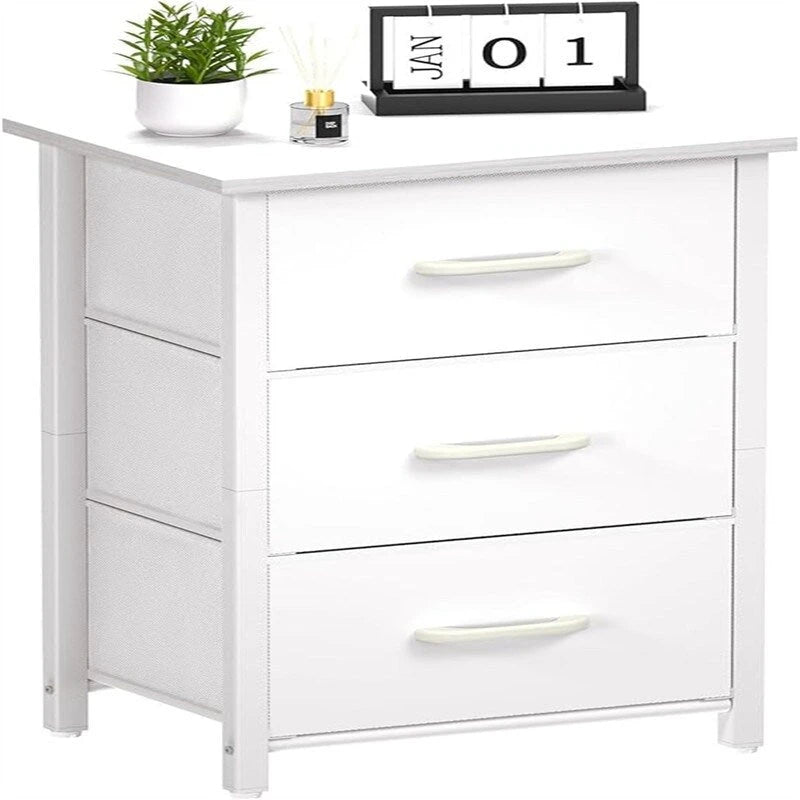 3-Drawer Fabric Storage Dresser, Steel Frame with MDF Top