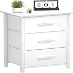 3-Drawer Fabric Storage Dresser, Steel Frame with MDF Top