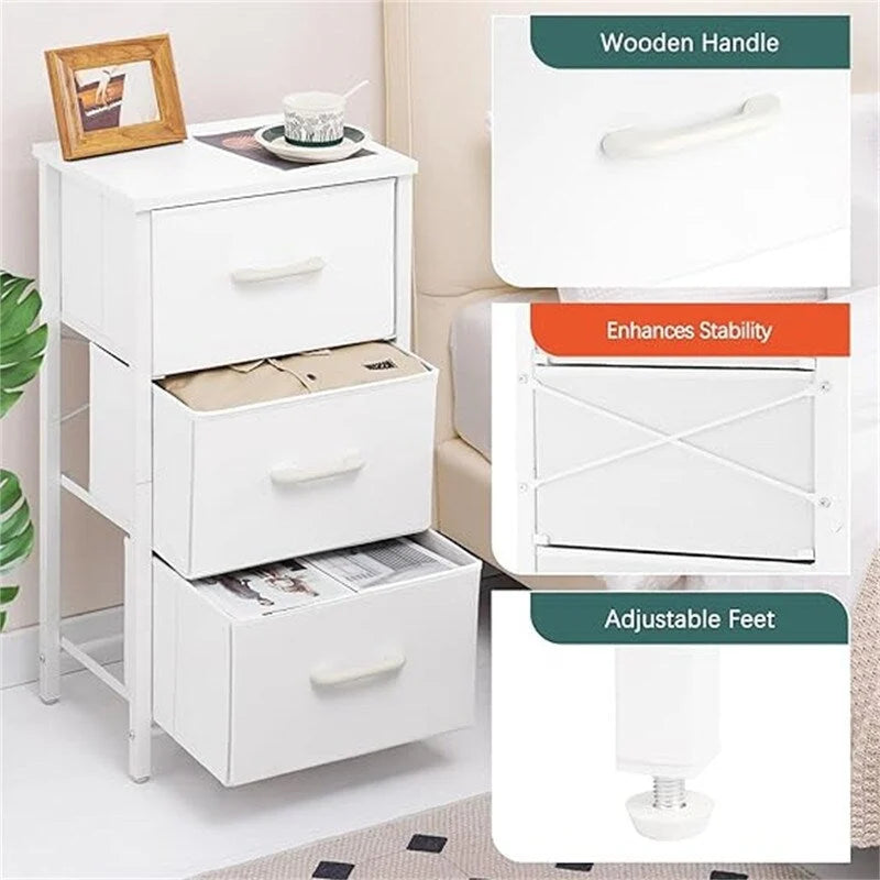 3-Drawer Fabric Storage Dresser, Steel Frame with MDF Top