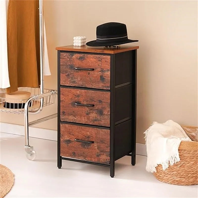 3-Drawer Fabric Storage Dresser, Steel Frame with MDF Top
