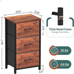 3-Drawer Fabric Storage Dresser, Steel Frame with MDF Top