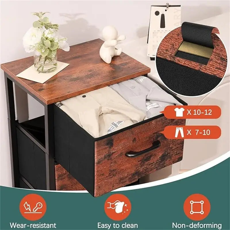 3-Drawer Fabric Storage Dresser, Steel Frame with MDF Top