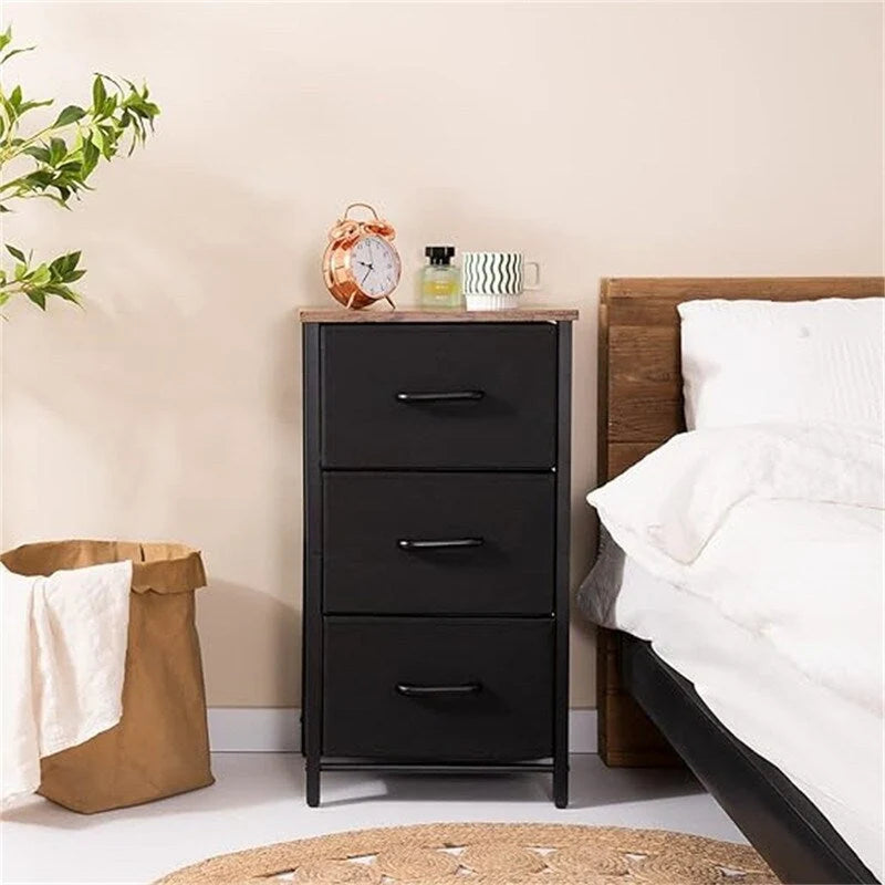 3-Drawer Fabric Storage Dresser, Steel Frame with MDF Top