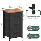 3-Drawer Fabric Storage Dresser, Steel Frame with MDF Top