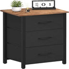 3-Drawer Fabric Storage Dresser, Steel Frame with MDF Top