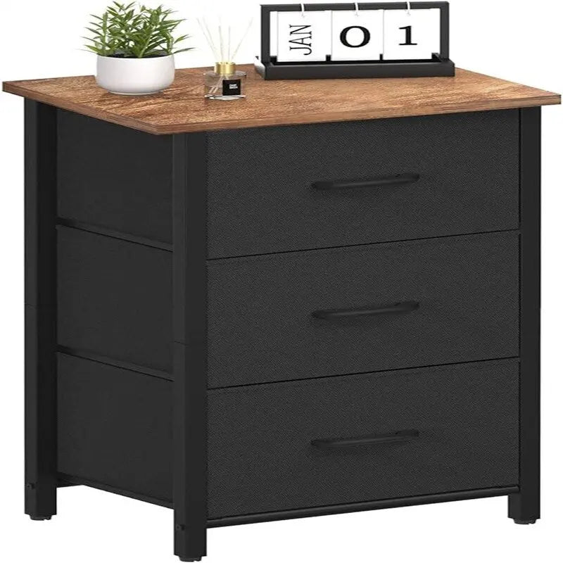 3-Drawer Fabric Storage Dresser, Steel Frame with MDF Top