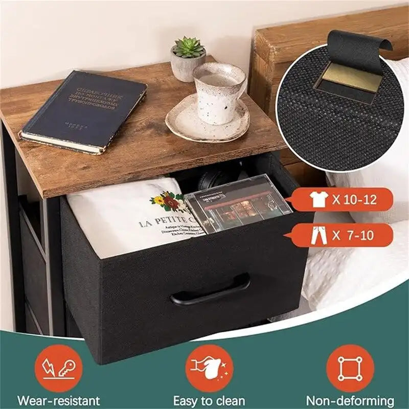 3-Drawer Fabric Storage Dresser, Steel Frame with MDF Top
